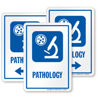 Pathology Sign with Diagnostic Center Microscope Symbol