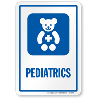 Pediatrics Child Specialists Hospital Sign with Teddy Symbol