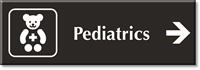 Pediatrics Engraved Sign, Teddy and Right Arrow Symbol