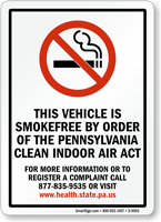 This Vehicle Is Smokefree By Order Sign