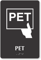 PET Braille Sign with Positron Emission Tomography Symbol