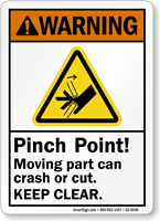 Pinch Point Moving Part Can Crash Cut Sign