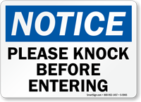 Please Knock Before Entering Notice Sign