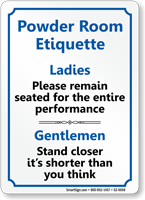 Powder Room Etiquette Ladies Gentlemen Restroom Sign