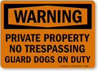 Private Property No Trespassing Warning Sign