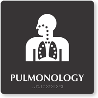 Pulmonology Braille Hospital Sign with Respiratory Symbol