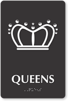 Queens Crown Braille Restroom Sign for Women, SKU: SE-6779