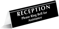 Reception Please Ring Bell For Assistance Tent Sign