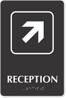 Reception Top Right Arrow TactileTouch™ Braille Sign