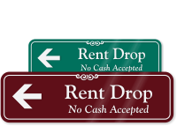 Rent Drop Sign With Left Arrow