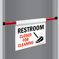 Restroom Closed For Cleaning Door Barricade Sign