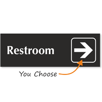 Restroom Engraved Arrow Sign