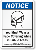 San Mateo County Face Covering Notice Safety Sign