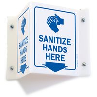 Sanitize Hands Here Projecting Sign