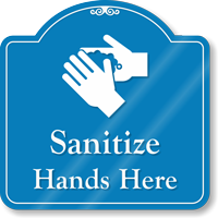 Sanitize Hands Here ShowCase Wall Sign, SKU: SE-7387