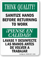 Sanitize Hands Before Returning To Work Bilingual Sign