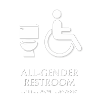 All-Gender Accessible Restroom Braille, Toilet Symbol Sign