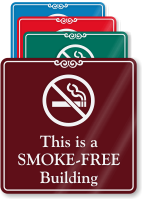 Smoke Free Building No Smoking ShowCase Wall Sign, SKU: SE-5997