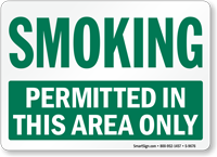 Smoking Permitted In This Area Only Sign