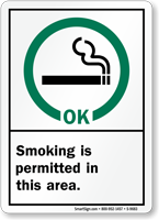 Smoking Permitted In This Area Sign