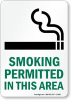 Smoking Permitted In This Area Sign