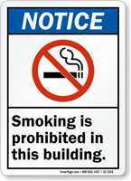 Smoking Prohibited In Building Notice Sign