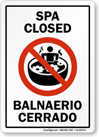 Bilingual Spa Closed Sign With Graphic