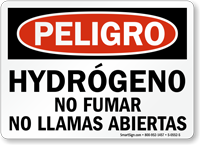 Hydrogeno No Fumar Llamas Abiertas Spanish Hydrogen Sign