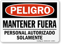 Mantener Fuera Personal Autorizado Solamente Spanish Sign