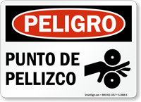 Punto De Pellizco Peligro Sign Spanish Pinch Point