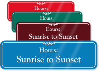 Sunrise To Sunset Pool Hours ShowCase Wall Sign