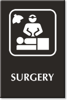 Surgery Engraved Hospital Sign with Symbol