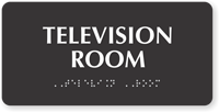 Television Room Tactile Touch Braille Sign