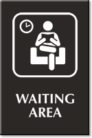 Waiting Area Engraved Sign with Public Room Symbol