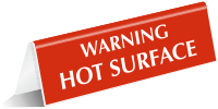 Warning Hot Surface Tabletop Tent Sign