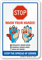 Stop the Spread Of Germs Wash Hands Sign