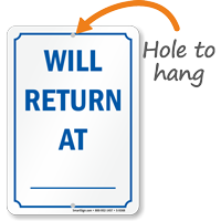 Will Return At Dry Erase Be Back Sign