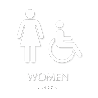 Women And Accessible Pictogram Braille Restroom Sign