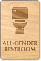 All-Gender Wooden Restroom Sign