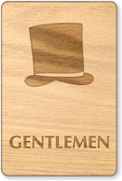 Gentlemen Hat Wooden Restroom Sign