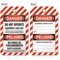 Bilingual Do Not Operate Equipment Lock Out Tag
