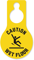 Caution Wet Floor Pear Shaped Door Hanger Tag