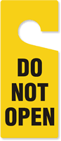 Do Not Open Plastic Door Knob Hanger Tag