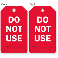 Do Not Use Double Sided Cylinder Status Tag