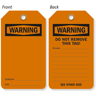 Double Sided Self Laminating OSHA Warning Blank Tag