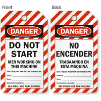 Men Working On This Machine Bilingual Tag