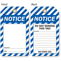 OSHA Notice Header Self Laminating Double Sided Blank Tag