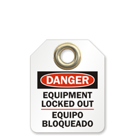 Bilingual Equipment Locked Out OSHA Danger Micro Tag