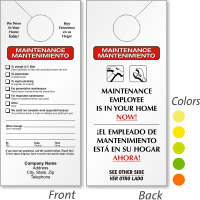 Custom Bilingual Maintenance Door Hanger, 2 Sided