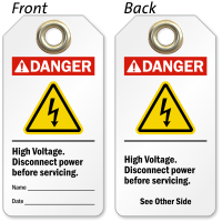 High Voltage Disconnect Power Danger Tag